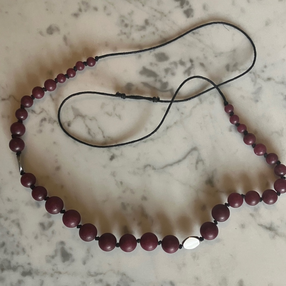 Burgundy Beaded Necklace